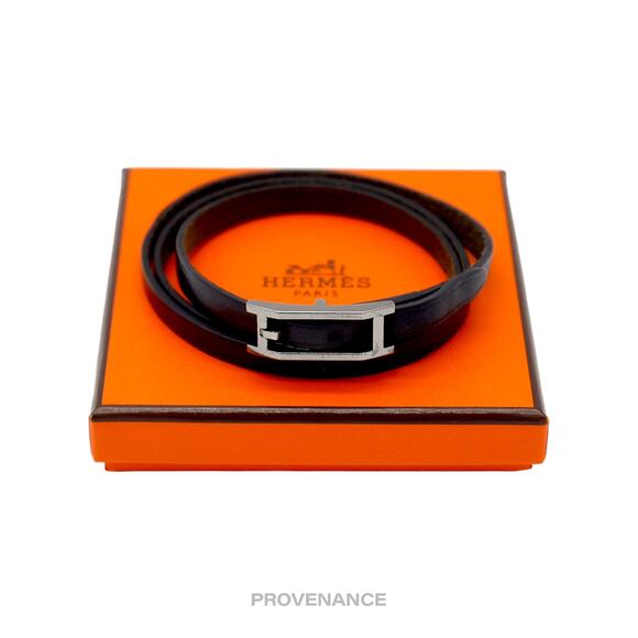 🔴 Hermes Triple Tour Bracelet - Black Leather - Picture 1 of 6